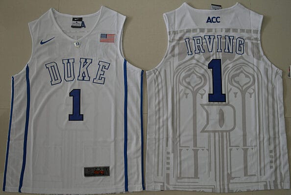 Kyrie Irving Jersey #1 Duke Blue Devils Basketball NCAA Basketball Jersey White V-neck
