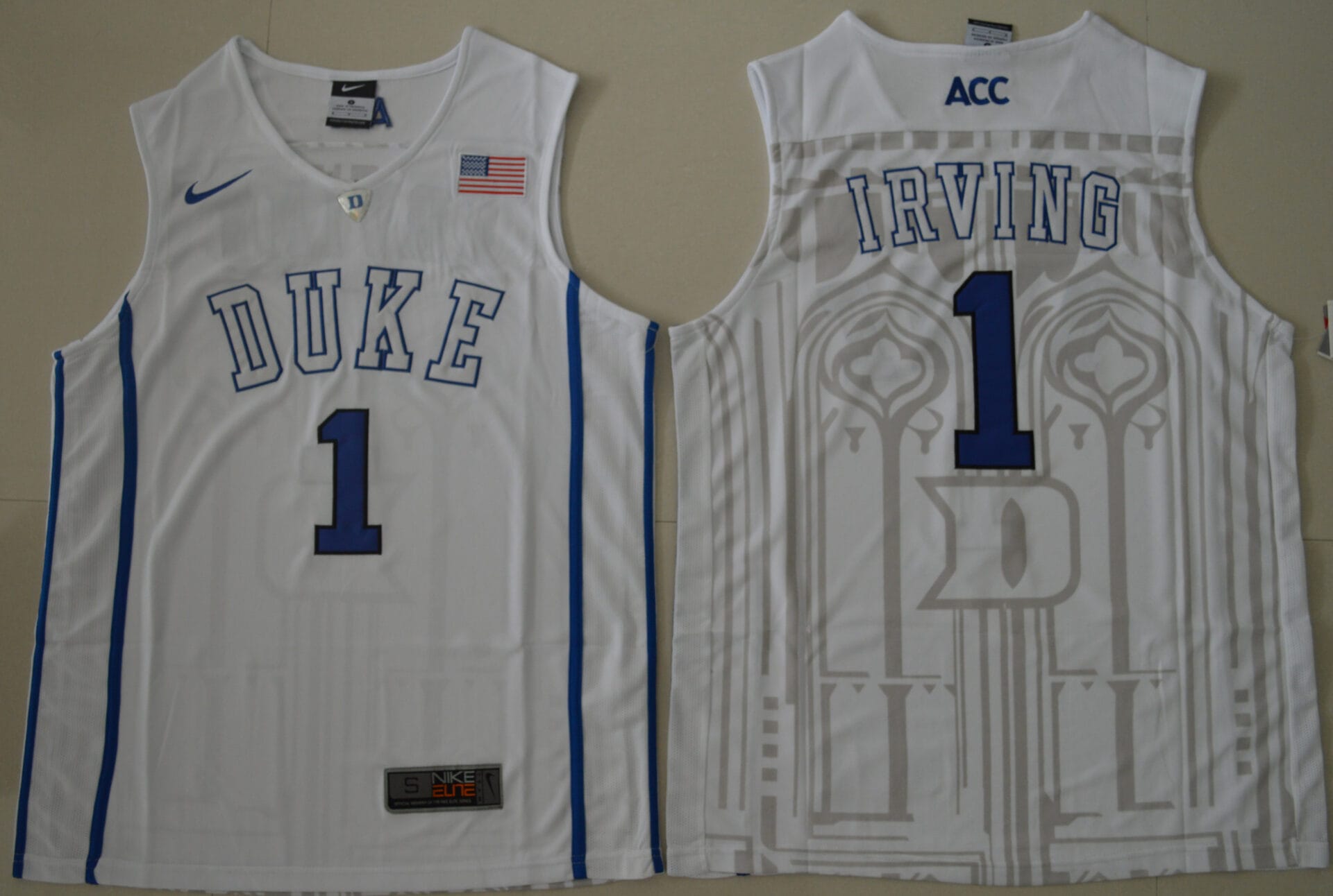 Kyrie Irving Jersey #1 Duke Blue Devils Basketball NCAA Basketball Jersey White V-neck