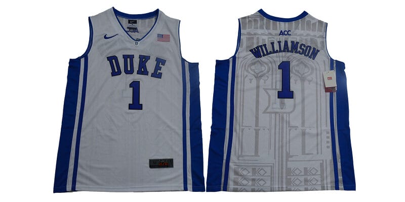 Williamson Jersey Duke Blue Devils #1 Basketball NCAA Basketball Jersey White Elite