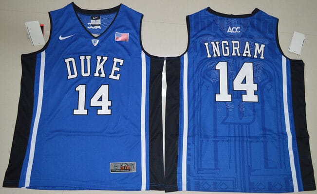 Brandon Ingram Jersey #14 Duke Blue Devils Basketball NCAA Basketball Jersey Blue Elite