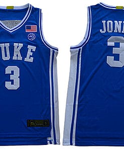 Jones Jersey #3 Duke Blue Devils Basketball NCAA Basketball Jersey Blue