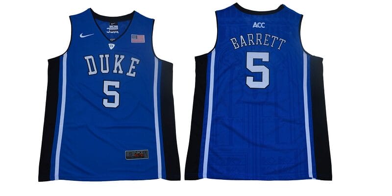 RJ Barrett Jersey Duke Blue Devils #5 Basketball NCAA Basketball Jersey Blue Elite
