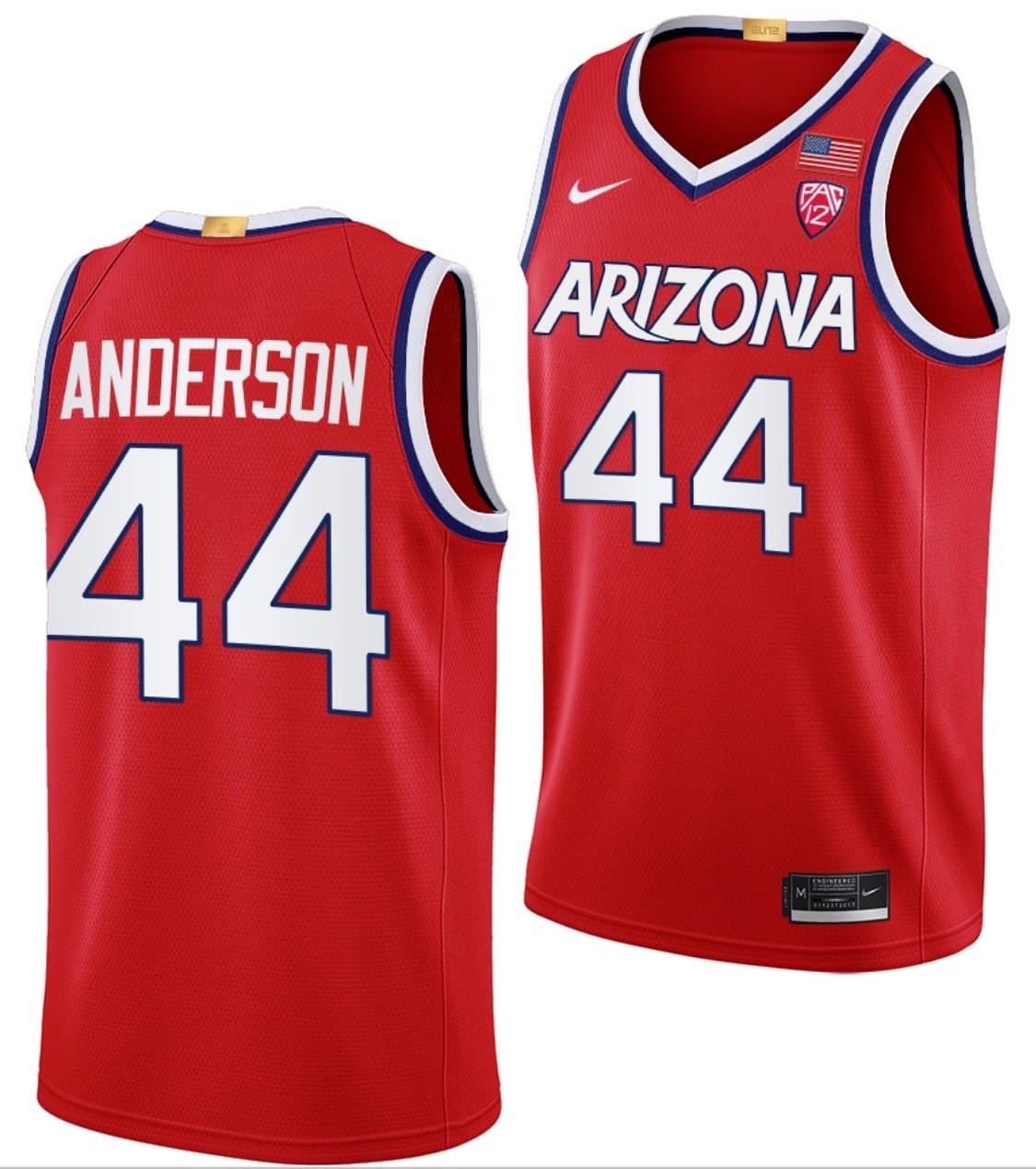 Dylan Anderson Jersey #44 Arizona Wildcats College Basketball Red