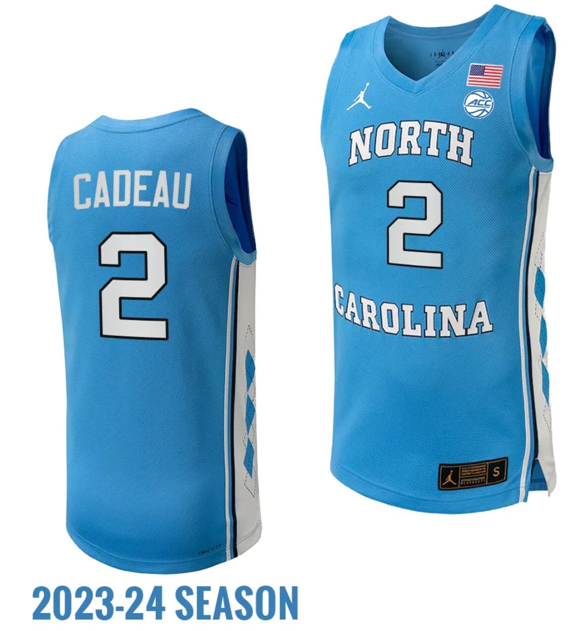 Elliot Cadeau Jersey #2 North Carolina Tar Heels Replica College Basketball 2023-24 Blue