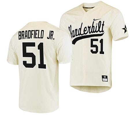 Enrique Bradfield Jr Jersey #51 Vanderbilt Commodores College Baseball Replica Cream