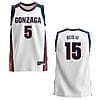 Efton Reid III Jersey #15 Gonzaga Bulldogs College Basketball White