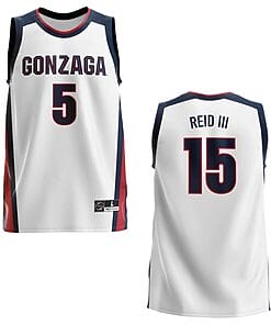 Efton Reid III Jersey #15 Gonzaga Bulldogs College Basketball White