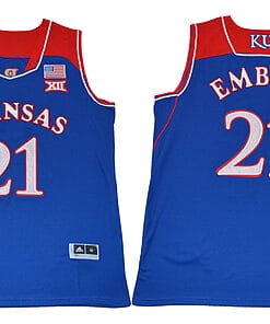 Joel Embiid Jerseys #21 Kansas Jayhawks NCAA Basketball Blue