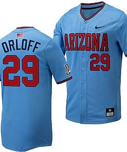 Eric Orloff Jersey #29 Arizona Wildcats Replica Baseball Full-Button Light Blue