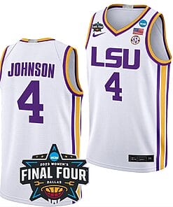 Flaujae Johnson Jersey #4 LSU Tigers College Basketball 2023 NCAA Final Four Garnet White