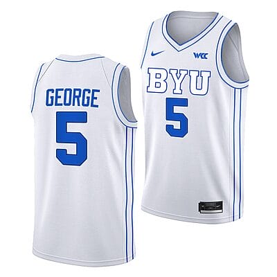 Gideon George Jersey #5 BYU Cougars College Basketball White