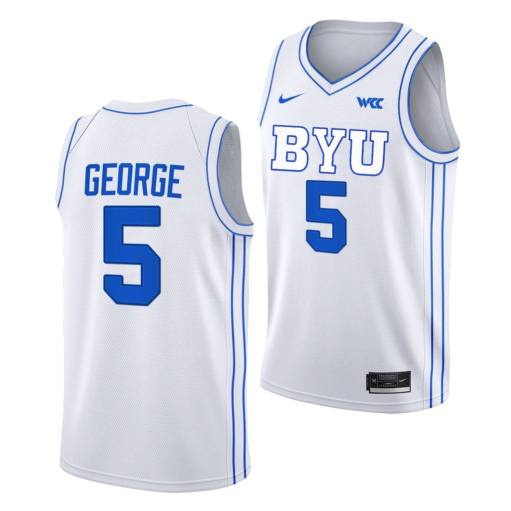 Gideon George Jersey #5 BYU Cougars College Basketball White