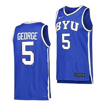 Gideon George Jersey #5 BYU Cougars College Basketball Replica Royal