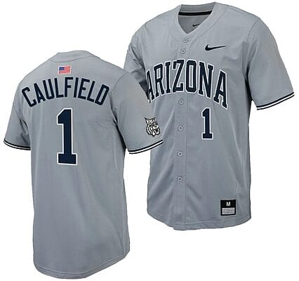 Garen Caulfield Jersey #1 Arizona Wildcats Replica Baseball Full-Button Gray