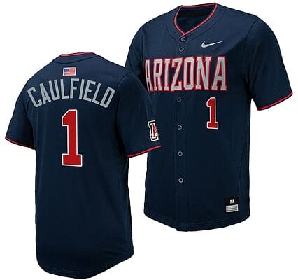 Garen Caulfield Jersey #1 Arizona Wildcats Replica Baseball Full-Button Navy