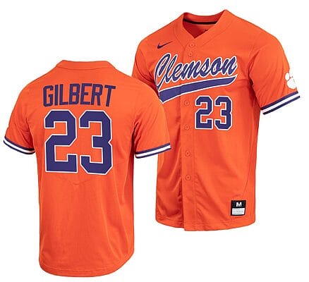 Geoffrey Gilbert Jersey #23 Clemson Tigers College Baseball Orange Full-Button