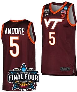 Georgia Amoore Jersey Virginia Tech Hokies College Basketball 2023 NCAA March Madness Final Four Maroon #5