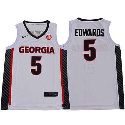 Anthony Edwards Jersey #5 Georgia Bulldogs NCAA Basketball Red Black White