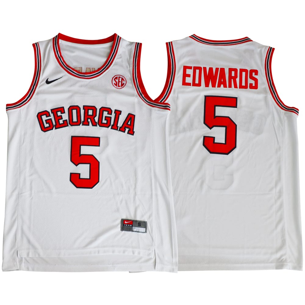 Anthony Edwards Jersey #5 NCAA Basketball Georgia Bulldogs White