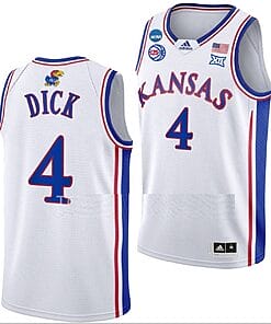 Gradey Dick Jersey Kansas Jayhawks College Basketball 2023 NCAA March Madness White #4