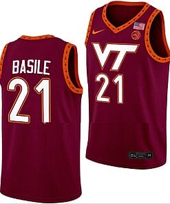 Grant Basile Jersey Virginia Tech Hokies College Basketball Swingman Maroon #21
