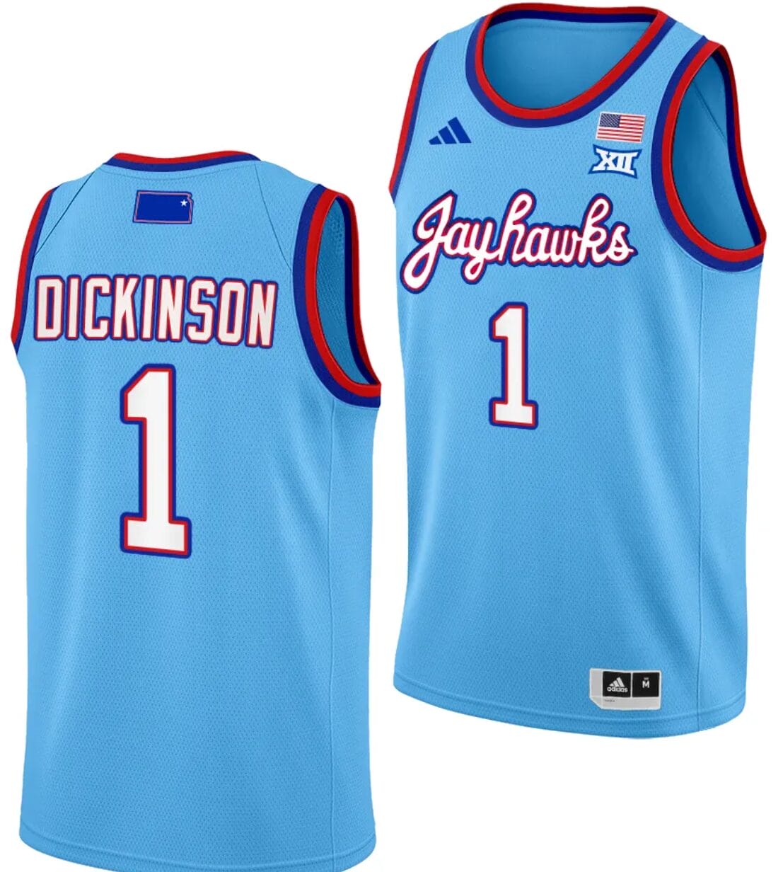 Hunter Dickinson Jersey #1 Kansas Jayhawks Basketball DRIP Alternate 2023-24 Baby Blue