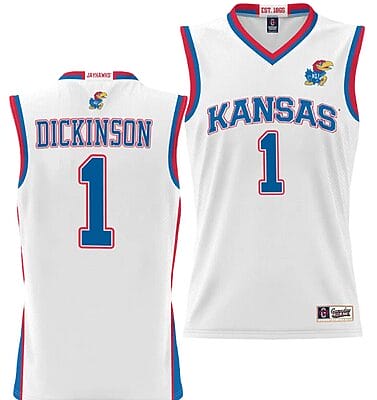 Hunter Dickinson Jersey #1 Kansas Jayhawks NIL College Basketball Lightweight White