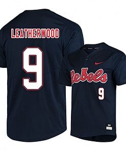 Hayden Leatherwood Jersey #9 Ole Miss Rebels Baseball NCAA College Black Alumni