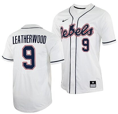 Hayden Leatherwood Jersey #9 Ole Miss Rebels College Baseball White