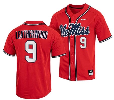 Hayden Leatherwood Jersey #9 Ole Miss Rebels College Baseball Red