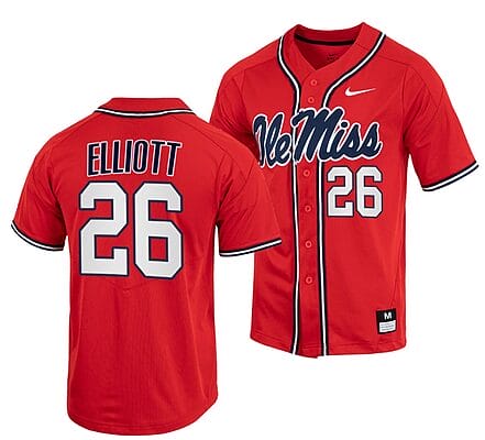 Hunter Elliott Jersey #26 Ole Miss Rebels College Baseball Red
