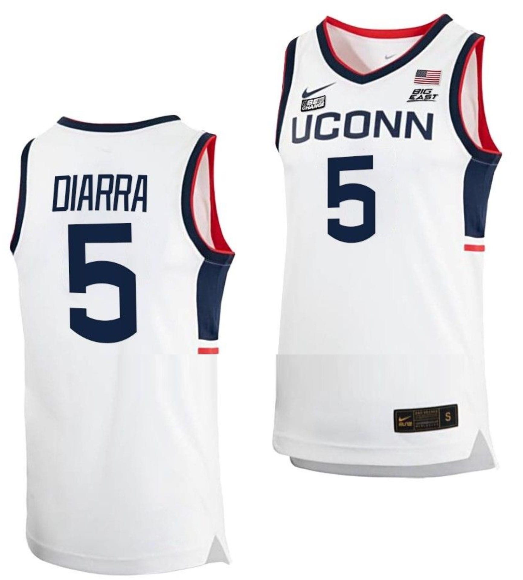 Hassan Diarra Jersey #5 UConn Huskies College Basketball White Replica