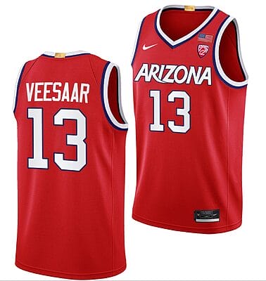 Henri Veesaar Jersey #13 Arizona Wildcats College Basketball Red