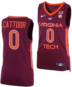 Hunter Cattoor Jersey Virginia Tech Hokies College Basketball Away Maroon #0