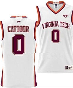 Hunter Cattoor Jersey Virginia Tech Hokies College Basketball NIL Pick-A-Player White #0