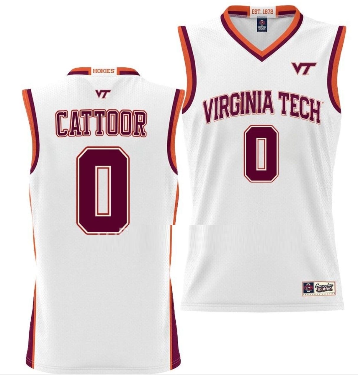 Hunter Cattoor Jersey Virginia Tech Hokies College Basketball NIL Pick-A-Player White #0