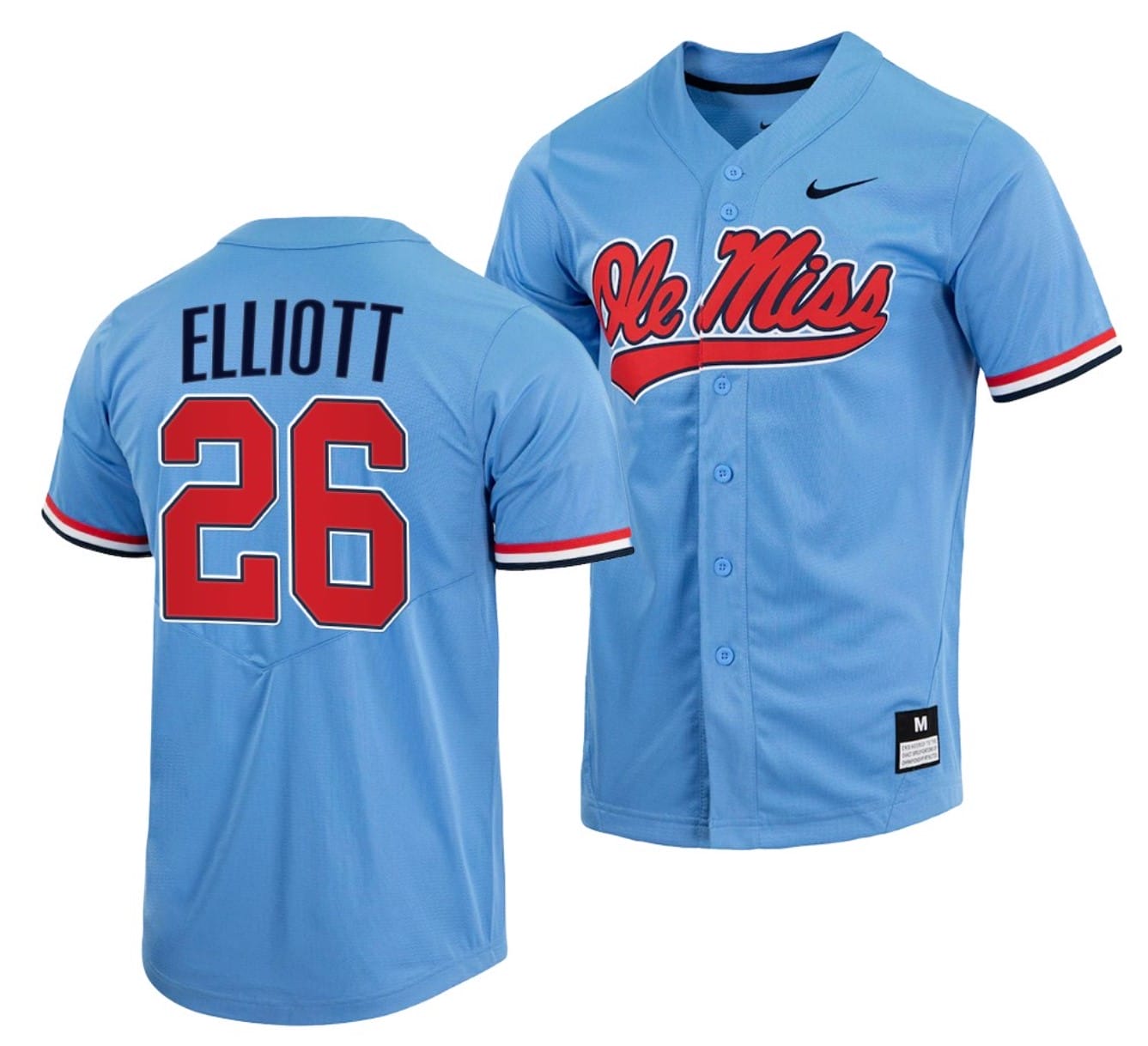 Hunter Elliott Jersey #26 Ole Miss Rebels College Baseball Blue