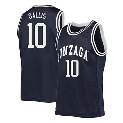 Hunter Sallis Jersey #10 Gonzaga Bulldogs College Basketball Navy