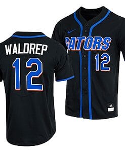 Hurston Waldrep Jersey #12 Florida Gators College Baseball Full-Button Black