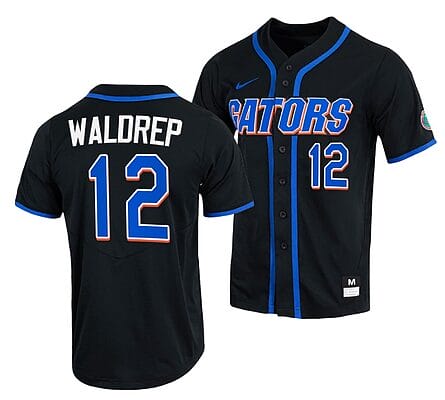 Hurston Waldrep Jersey #12 Florida Gators College Baseball Full-Button Black