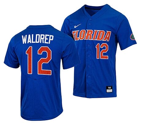 Hurston Waldrep Jersey #12 Florida Gators College Baseball Full-Button Royal