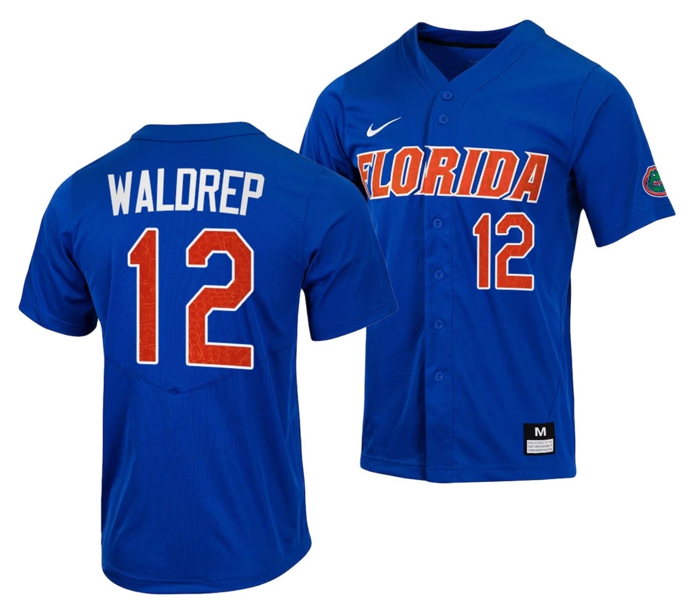Hurston Waldrep Jersey #12 Florida Gators College Baseball Full-Button Royal