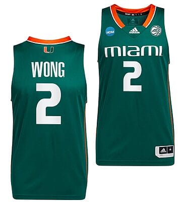 Isaiah Wong Jersey #2 Miami Hurricanes 2023 NCAA March Madness Green College Basketball