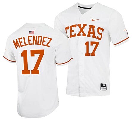Ivan Melendez Jersey #17 Texas Longhorns College Baseball The Hispanic Titanic White