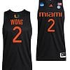 Isaiah Wong Jersey Miami Hurricanes College Basketball 2022 NCAA March Madness Sweet Black #2