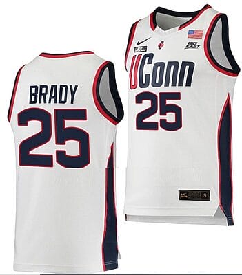 Ice Brady Jersey #25 UConn Huskies College Basketball White Replica