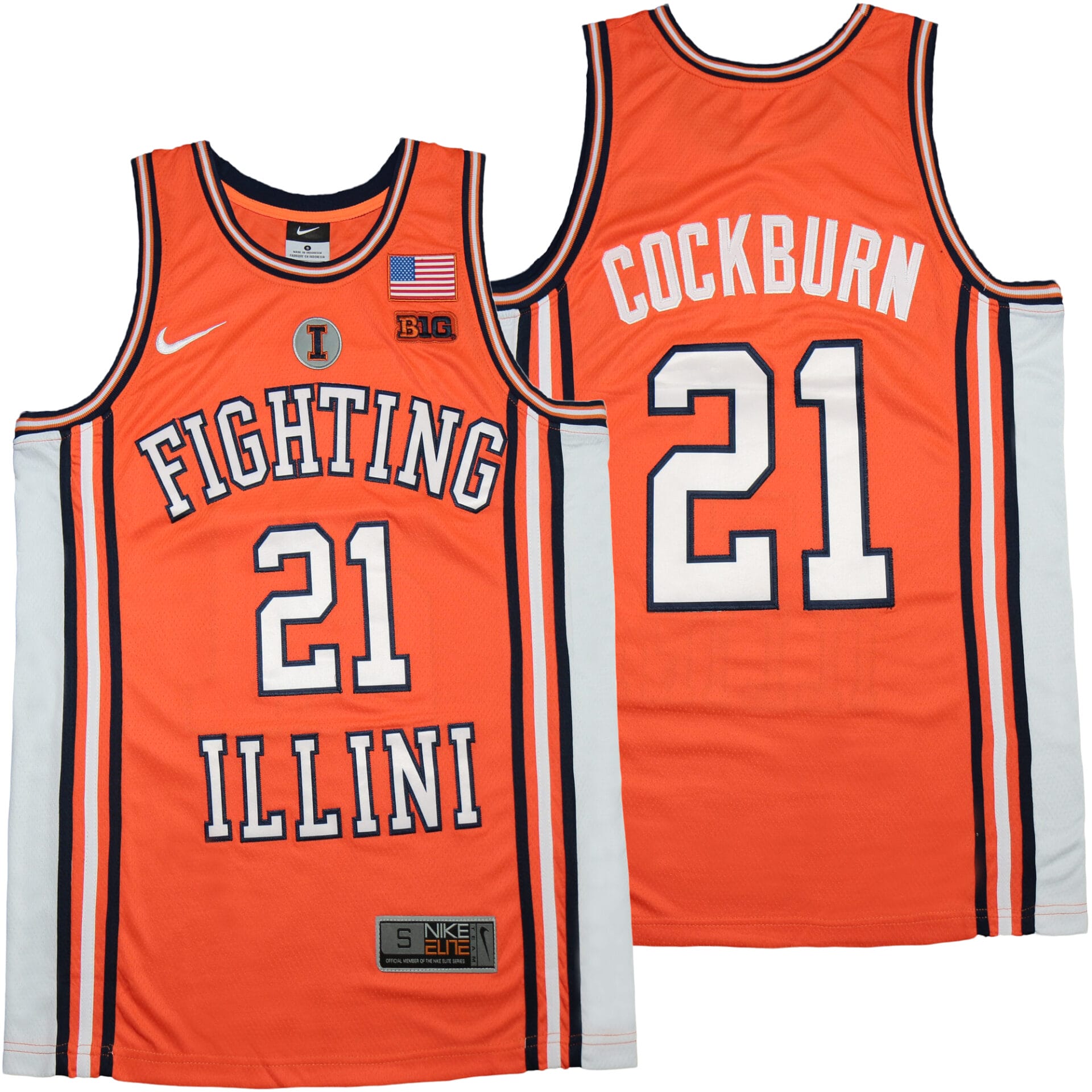Kofi Cockburn Jersey #21 Illinois Fighting Illini Orange NCAA Basketball Jerseys