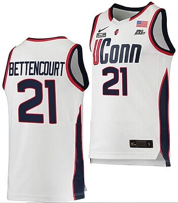 Ines Bettencourt Jersey #21 UConn Huskies College Basketball White Replica
