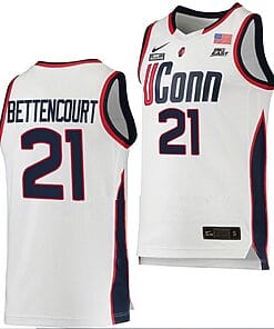 Ines Bettencourt Jersey #21 UConn Huskies College Basketball White Replica