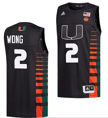 Isaiah Wong Jersey #2 Miami Hurricanes College Basketball Black